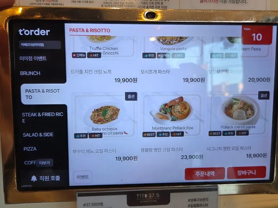 Menu board showing brunch items