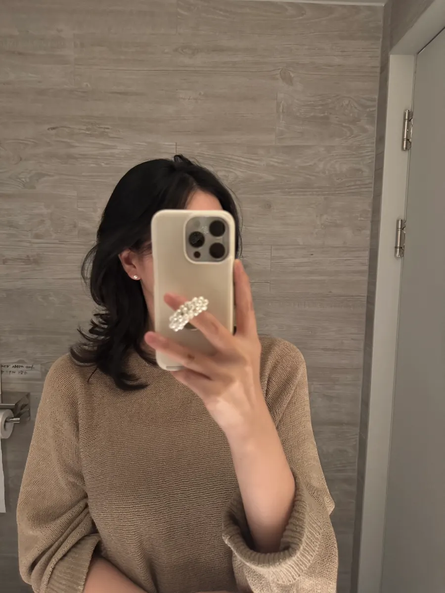 Front view of the finished CS curl setting perm style