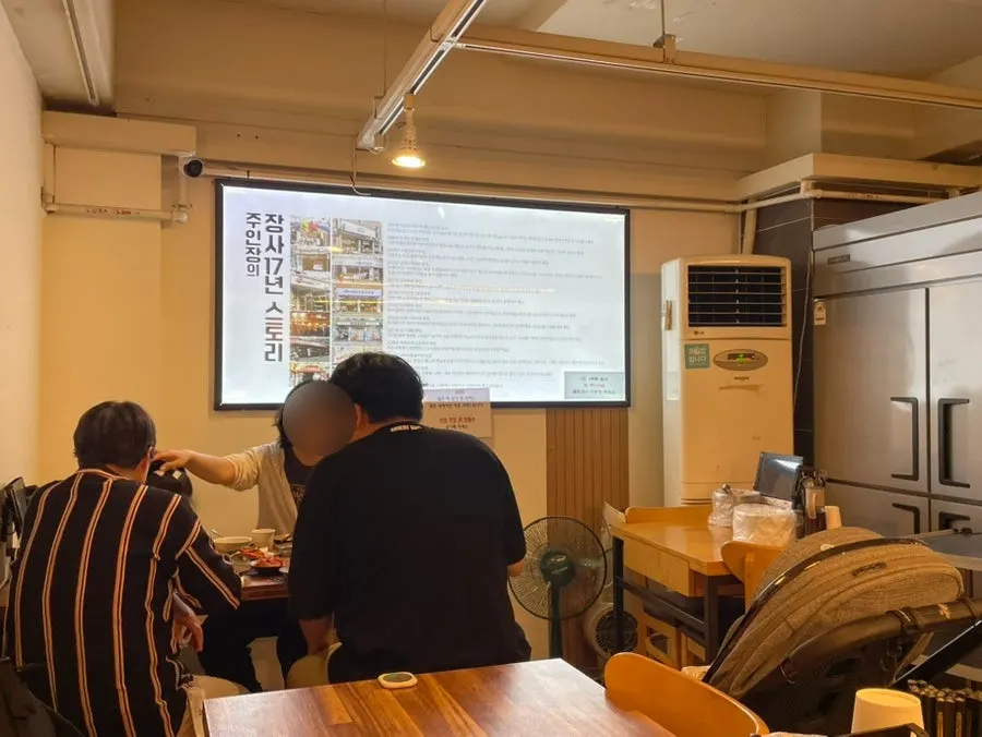 Interior of Achasan Tong Galbitang with plenty of seating