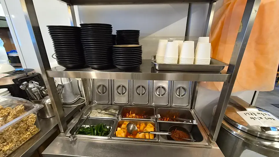 Table seating inside the restaurant