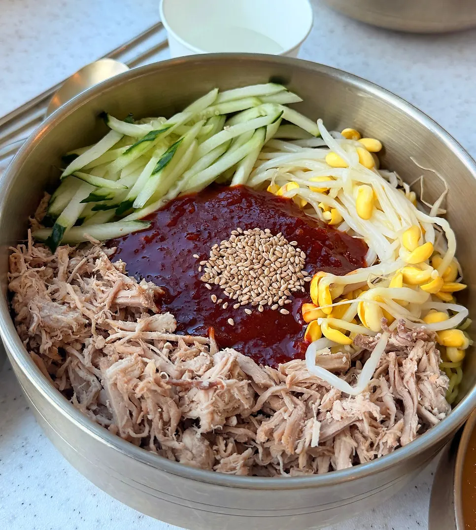 Bibim guksu served with broth separately