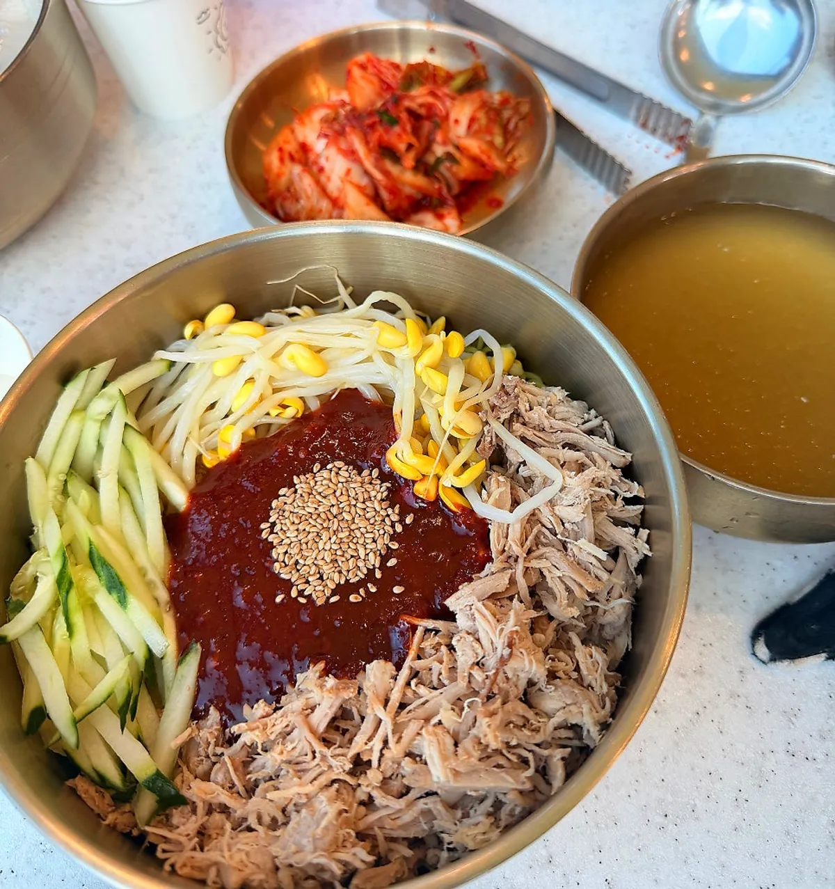 Bibim guksu with broth added to taste