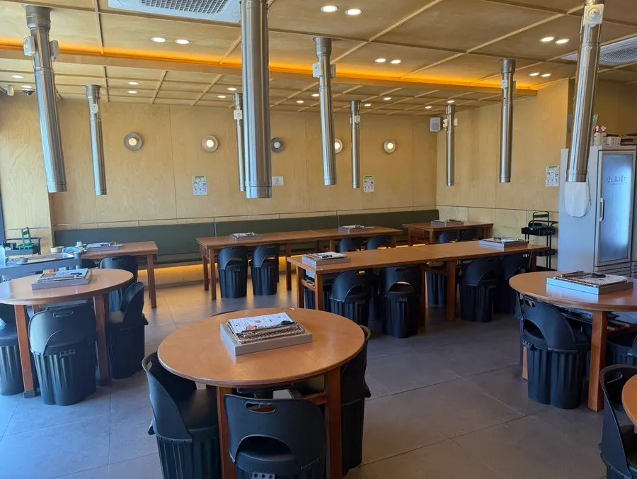 Interior of Nopo Dwaeji Aewol with widely spaced tables