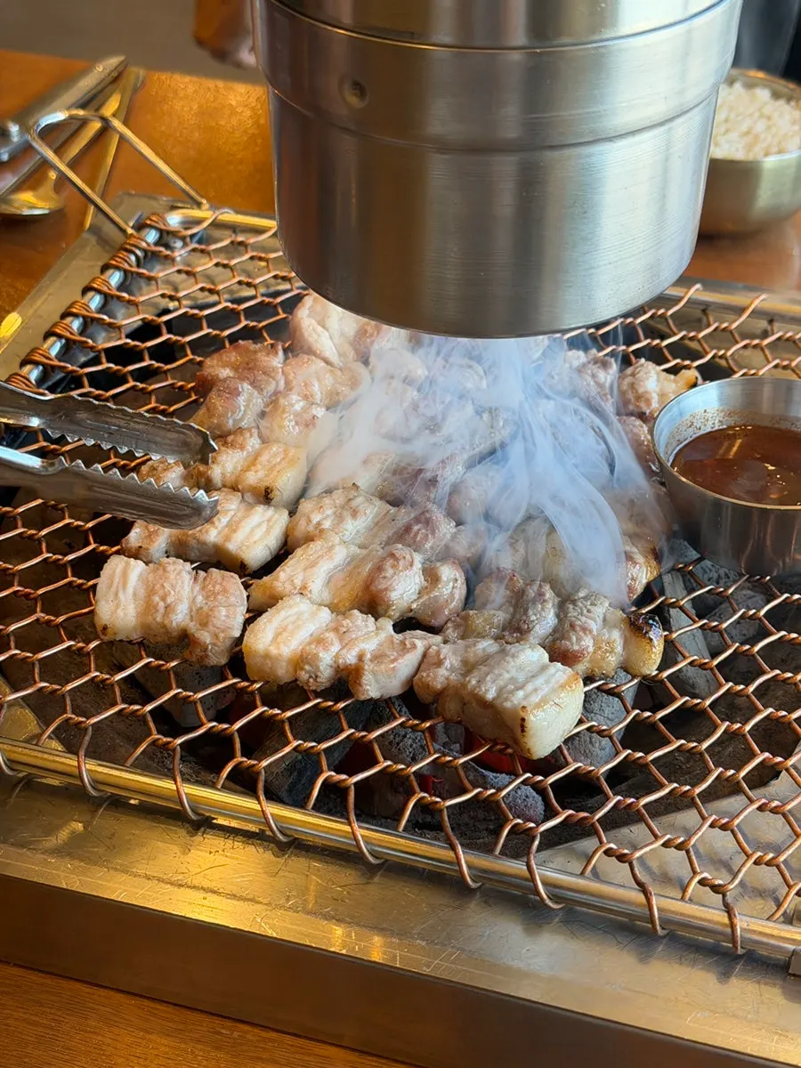 Black pork belly on the grill