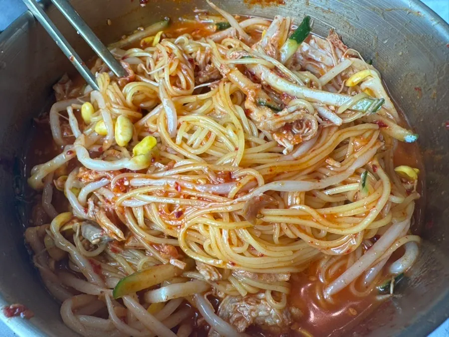 A bowl of dongchimi bibim noodles