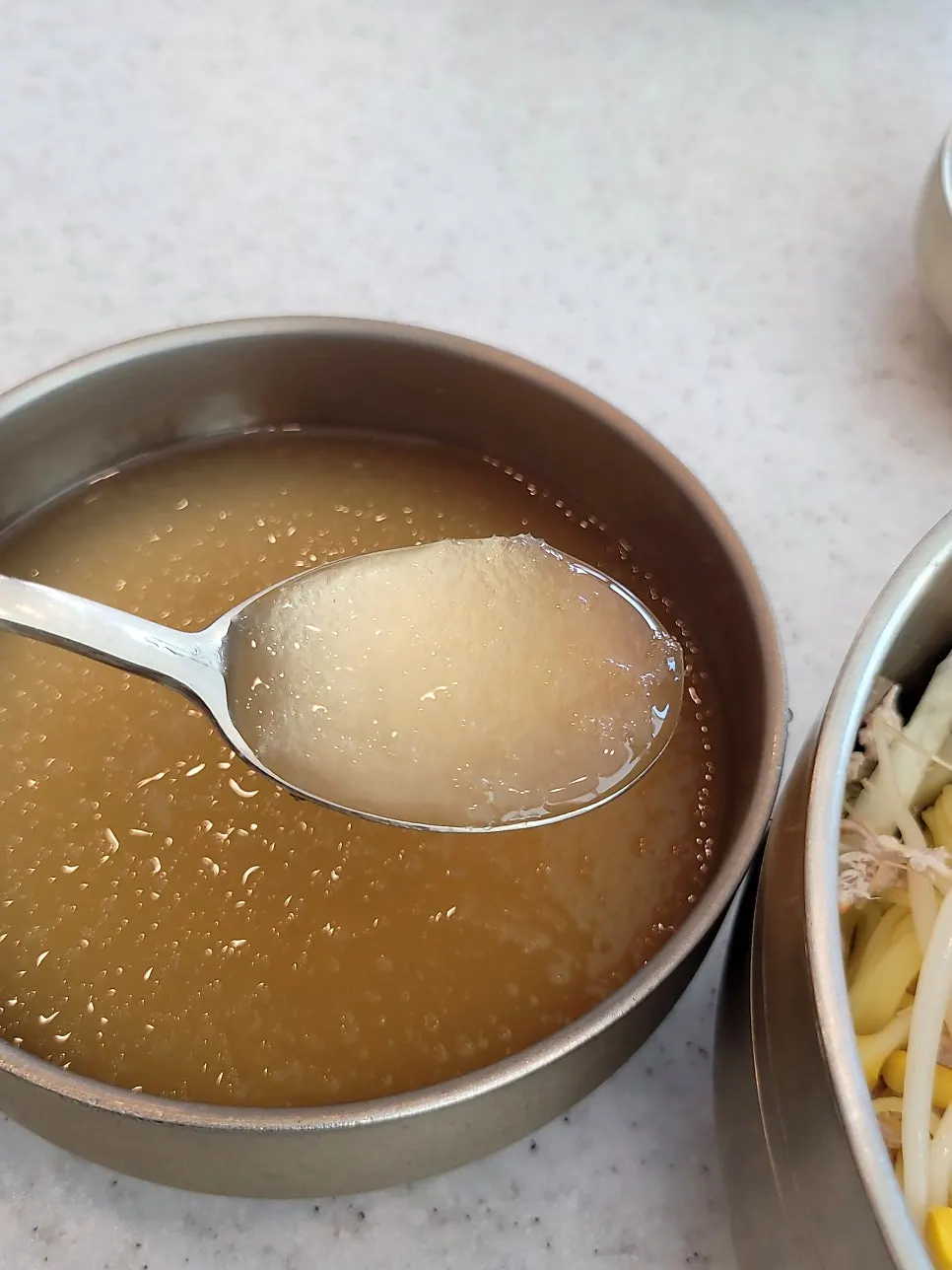 Thin, somyeon-style bibim noodles