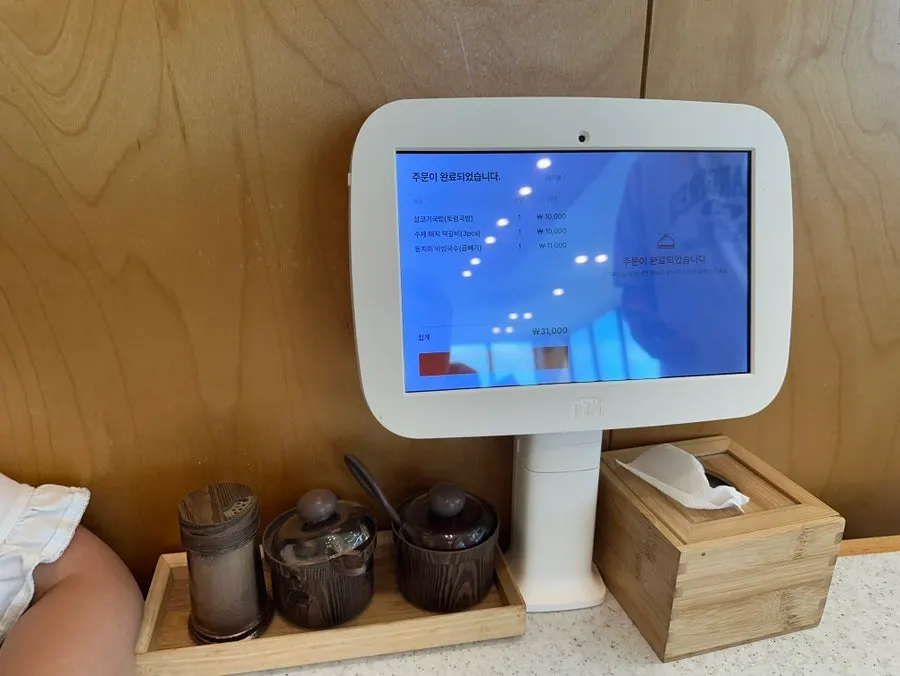 Self-serve bar set up on one side of the restaurant