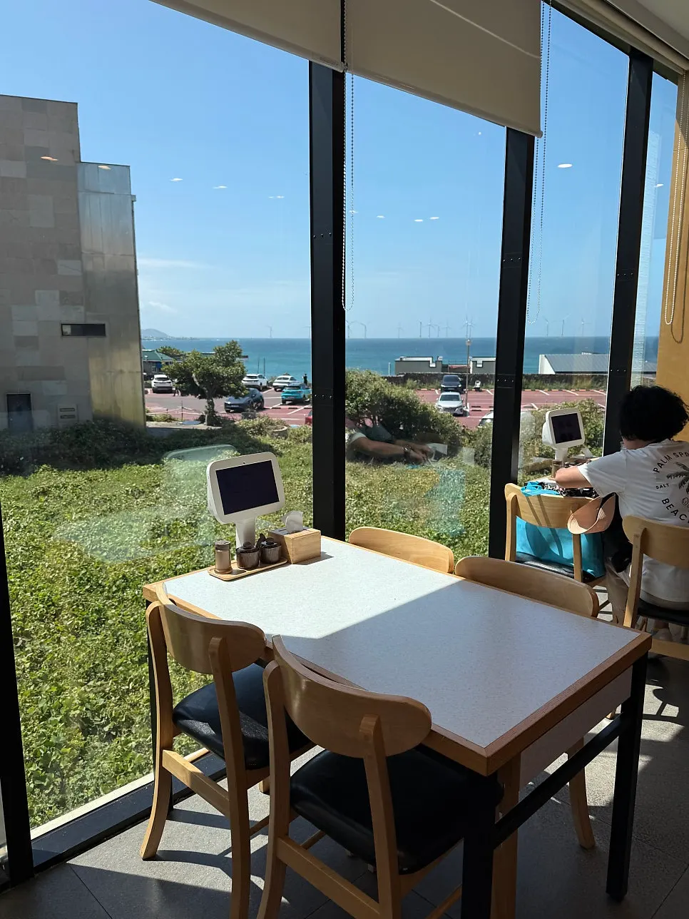 Restaurant interior overlooking the Aewol sea