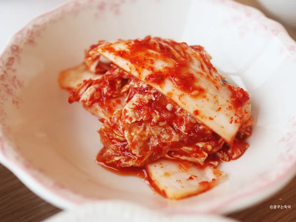 Napa cabbage kimchi served like a fresh geotjeori