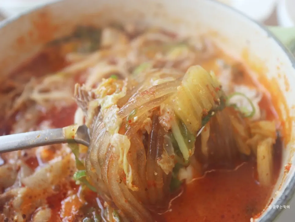 Empty haejangguk bowl, glass noodles finished off