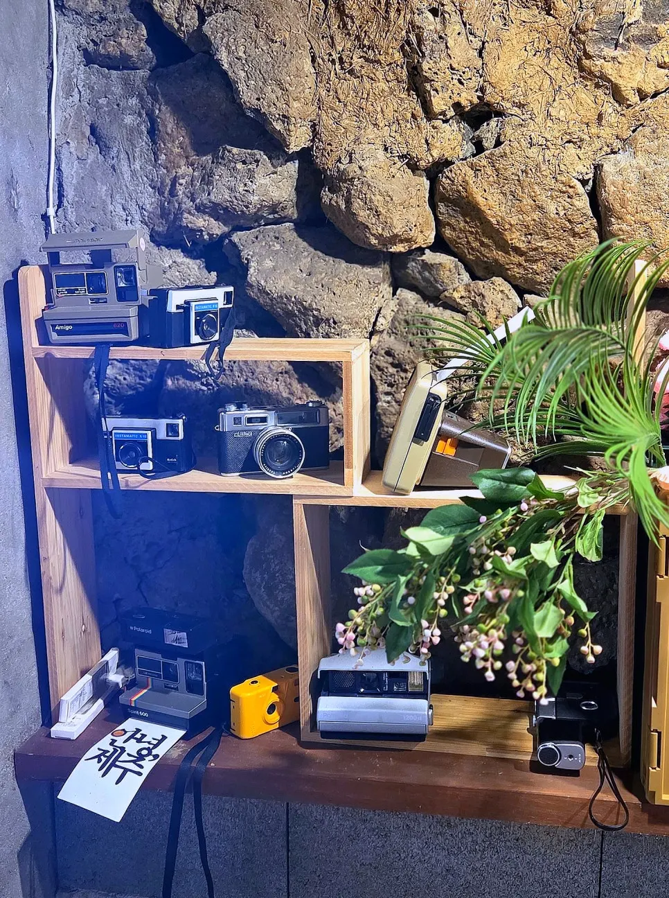 Self-photo space with a tripod and mirror