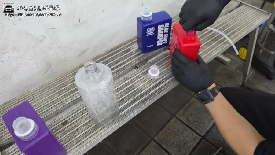 Preparing to dilute alkaline pre-wash with water