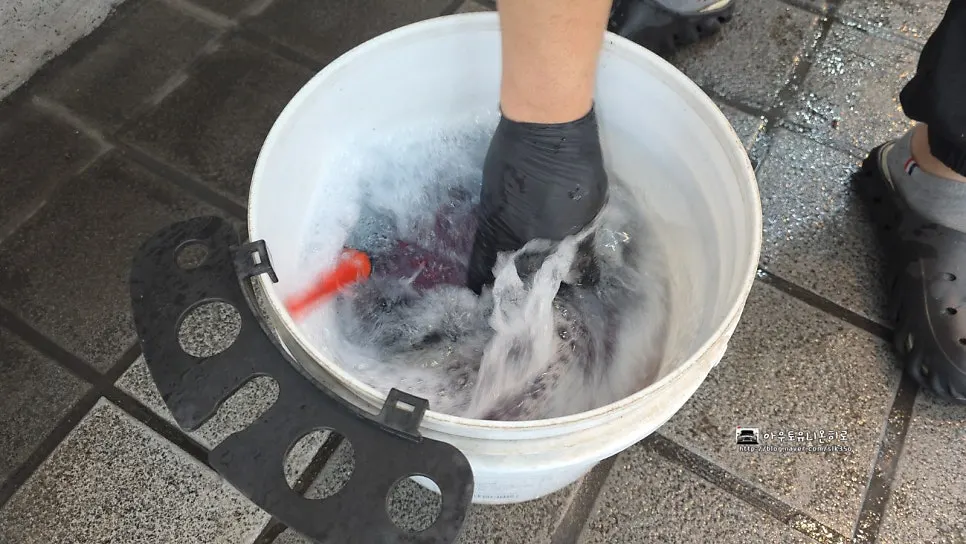 A vehicle left with pre-wash on to loosen exterior grime