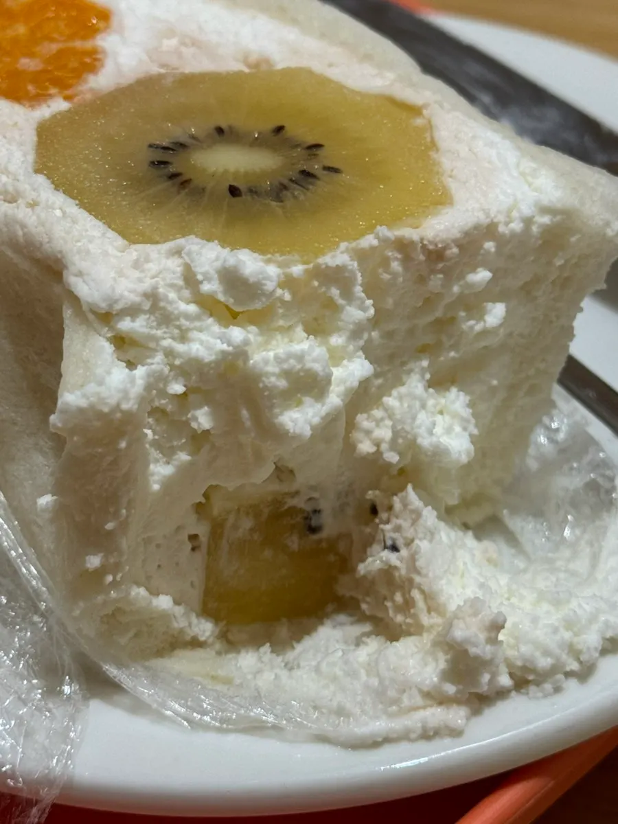 A bite taken out of the fruit sando