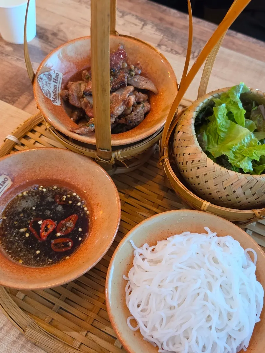 Madam Hao's bun cha served in an authentic Vietnamese style