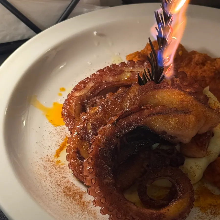 Crispy grilled pollo octopus dish