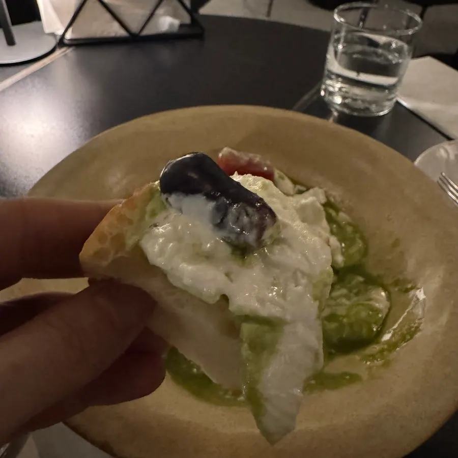 Burrata cheese salad with white balsamic drizzle