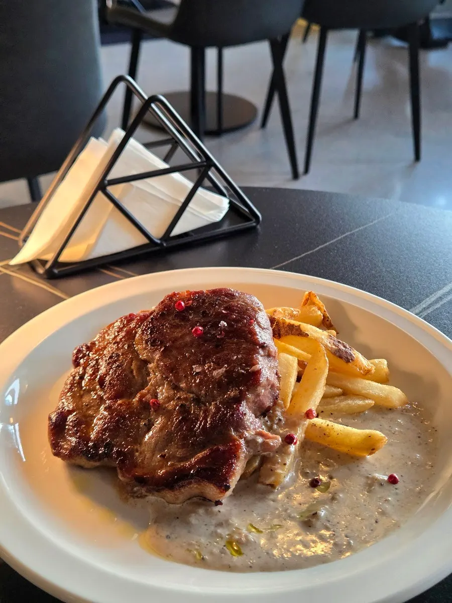 Sous-vide pork shoulder steak ordered as the main