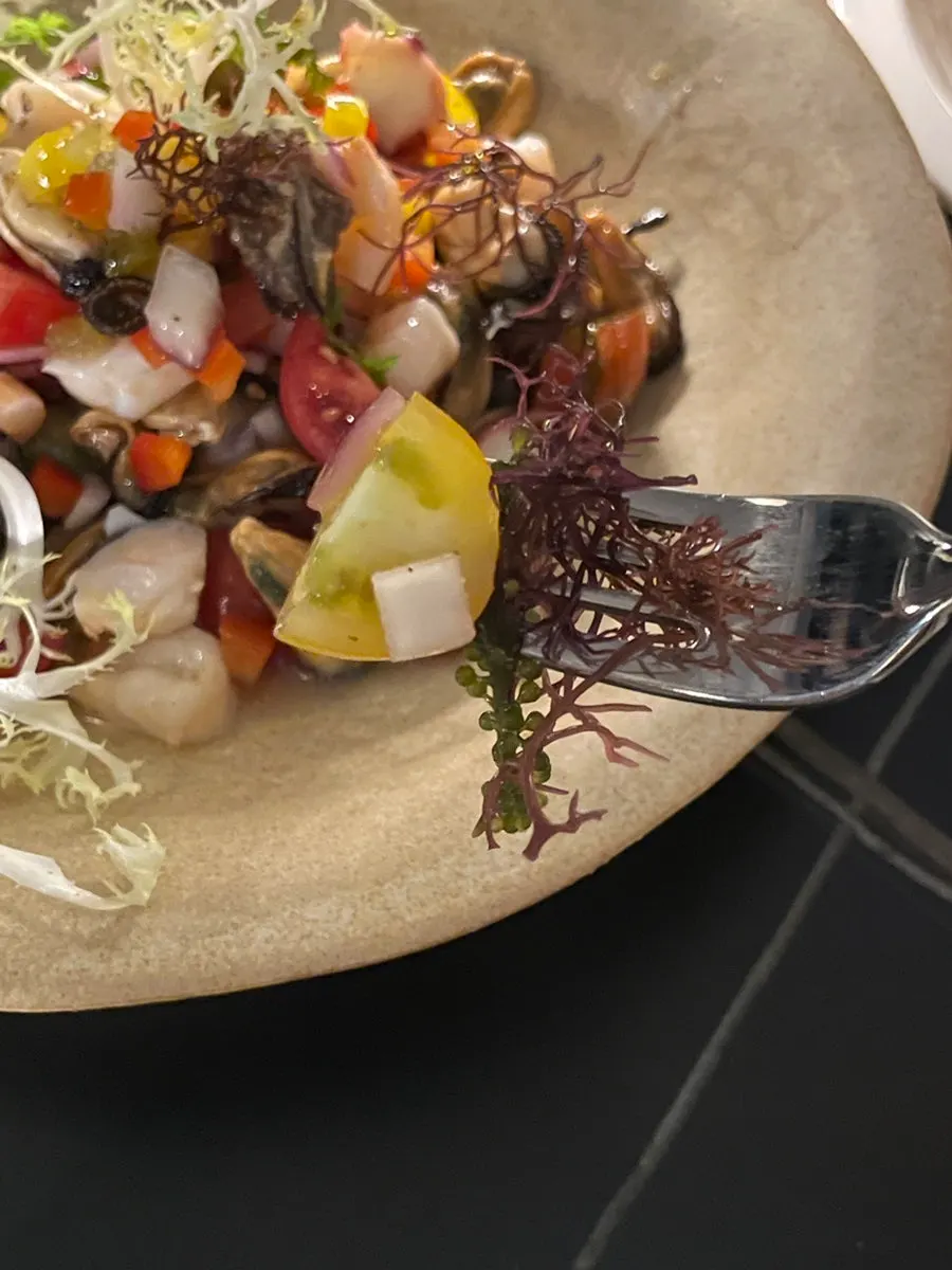 Seafood salad in a tangy sauce