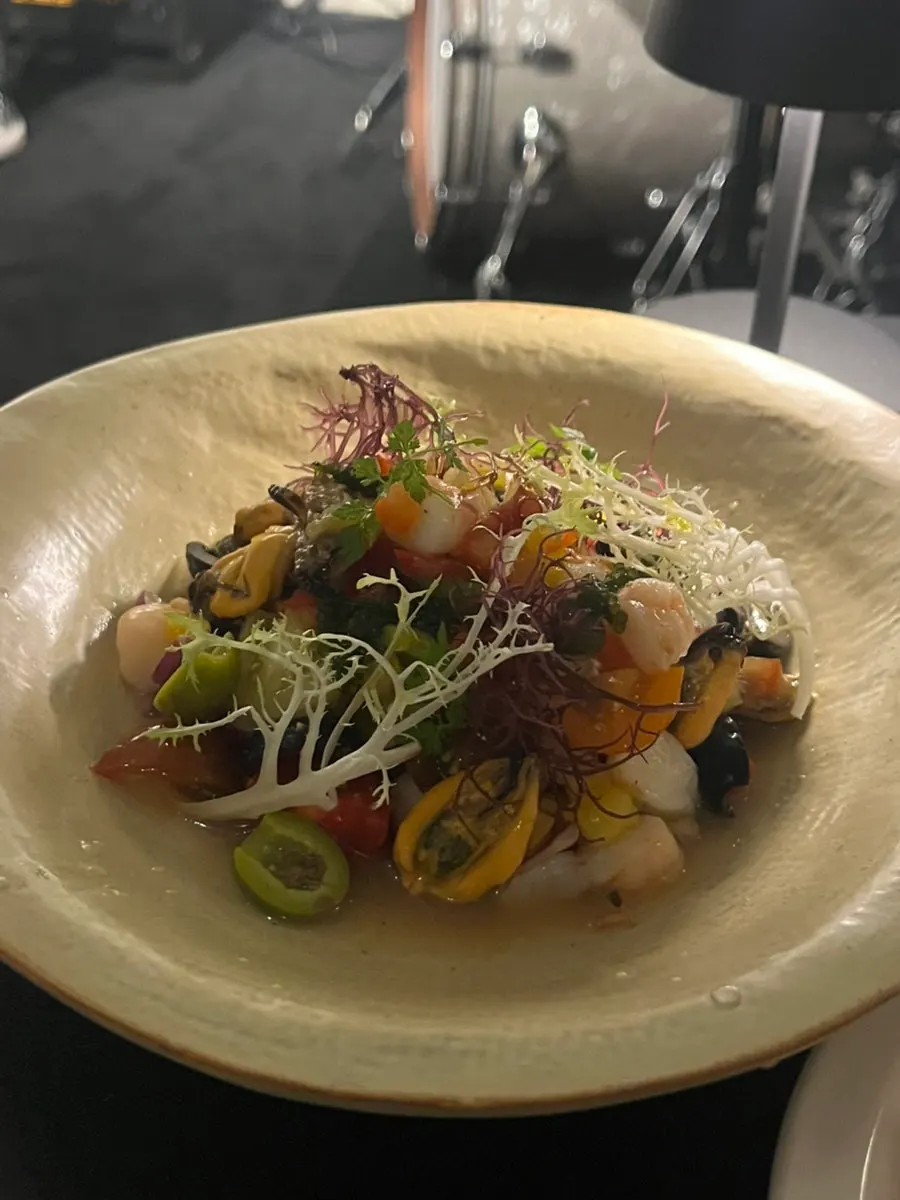 Seafood salad with mussels and shrimp