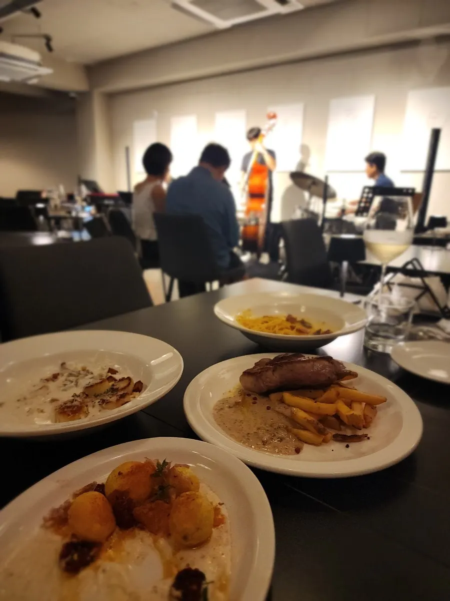 Vertical shot of the full table spread at Allegro
