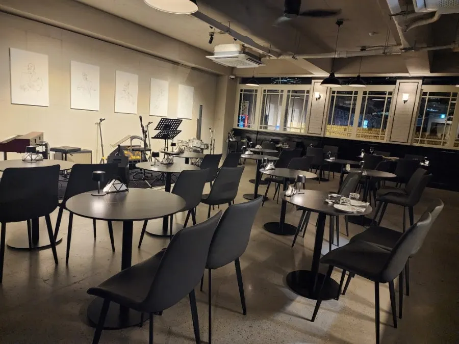 A table at Allegro facing the jazz performance