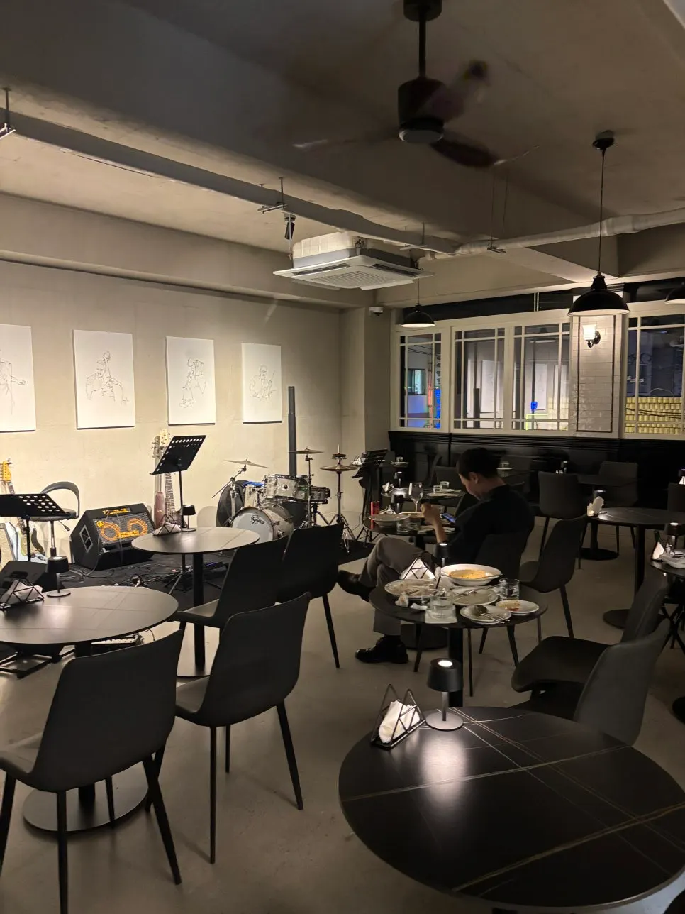 Interior of Allegro with the jazz stage in view