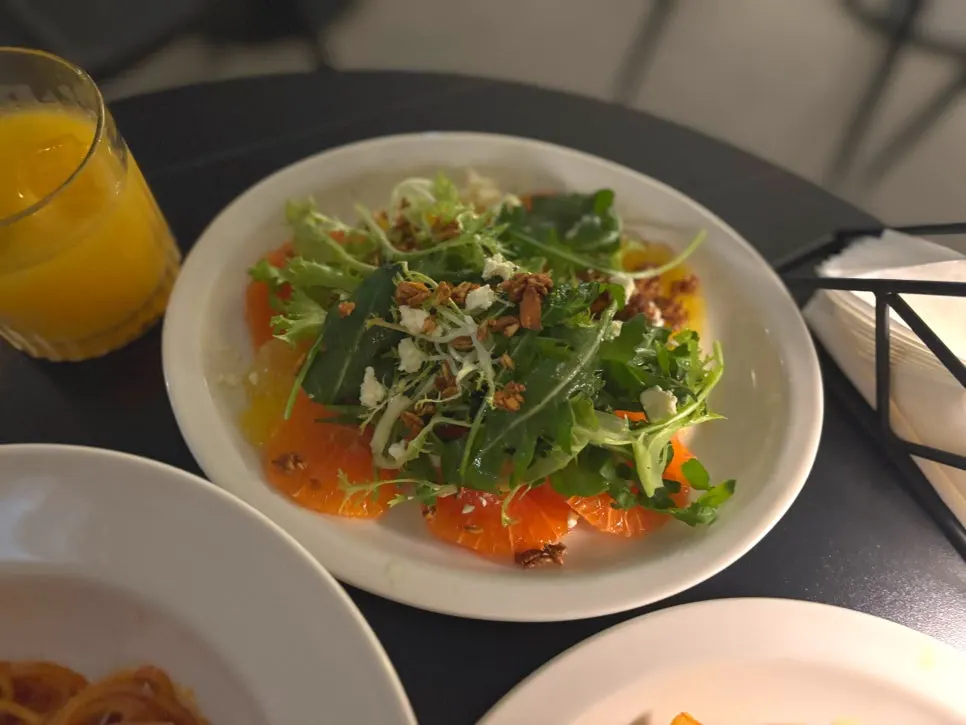 Close-up view of the citrus feta cheese salad