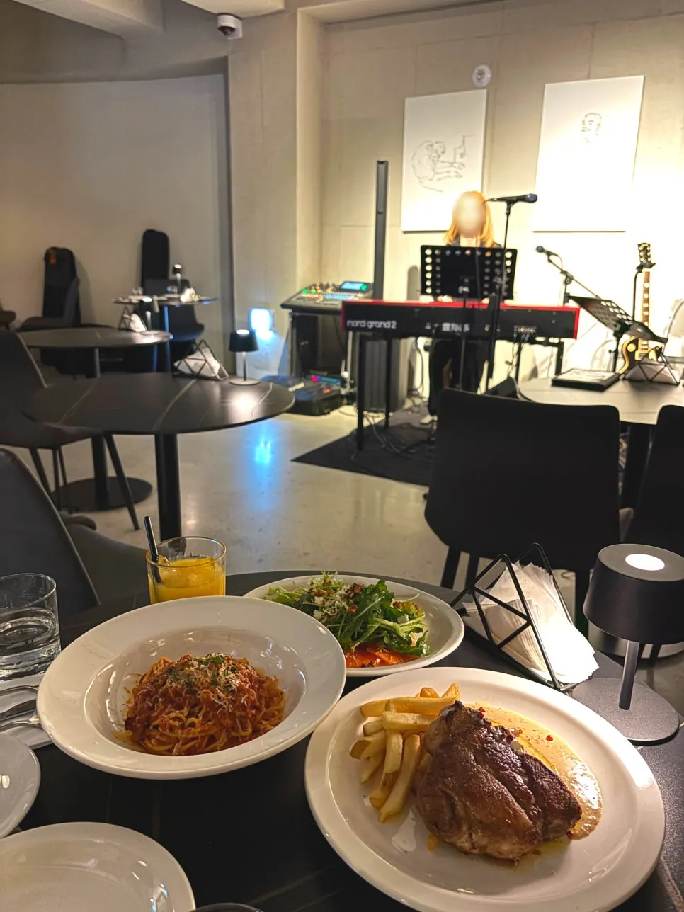 Dinner table at Allegro during the live performance
