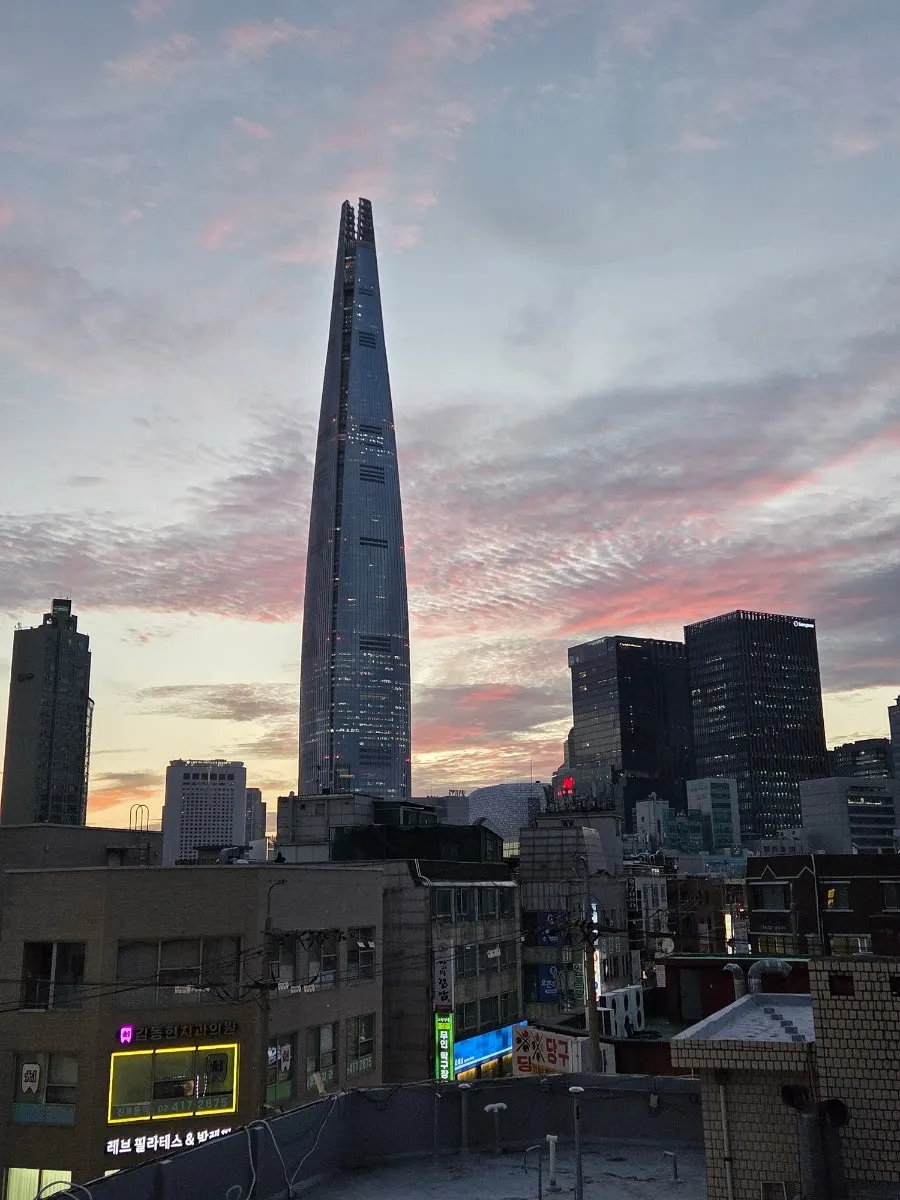 Allegro's outdoor terrace with a view of Lotte Tower