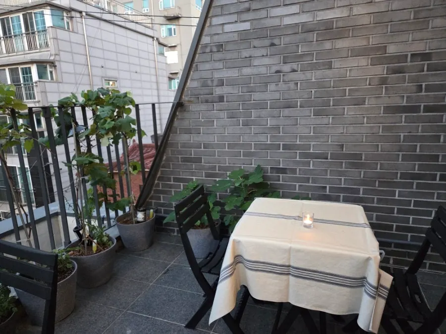 Tables and chairs on Allegro's terrace seating
