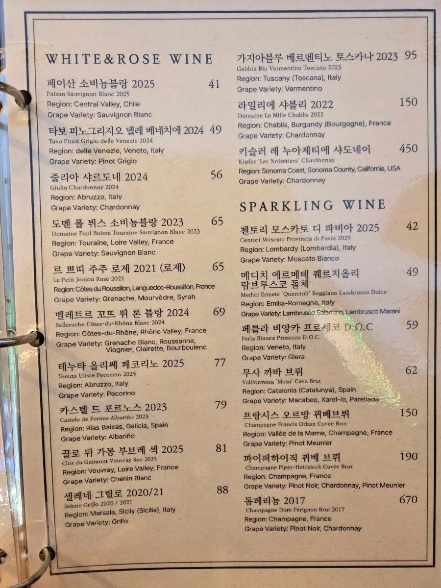 Allegro's menu of pasta and Italian dishes