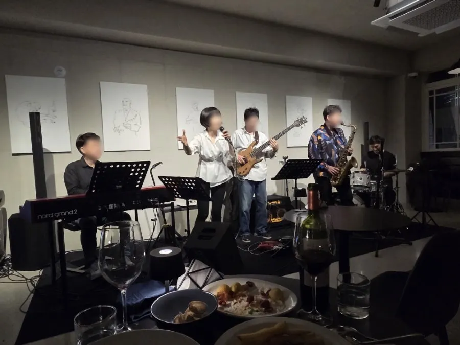 View of the live jazz performance from the front row