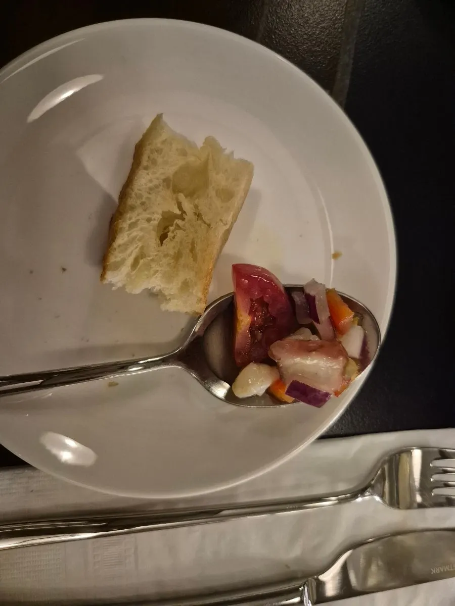 Bread served alongside the seafood salad