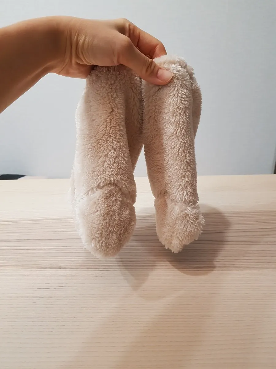 Beige microfiber winter baby socks