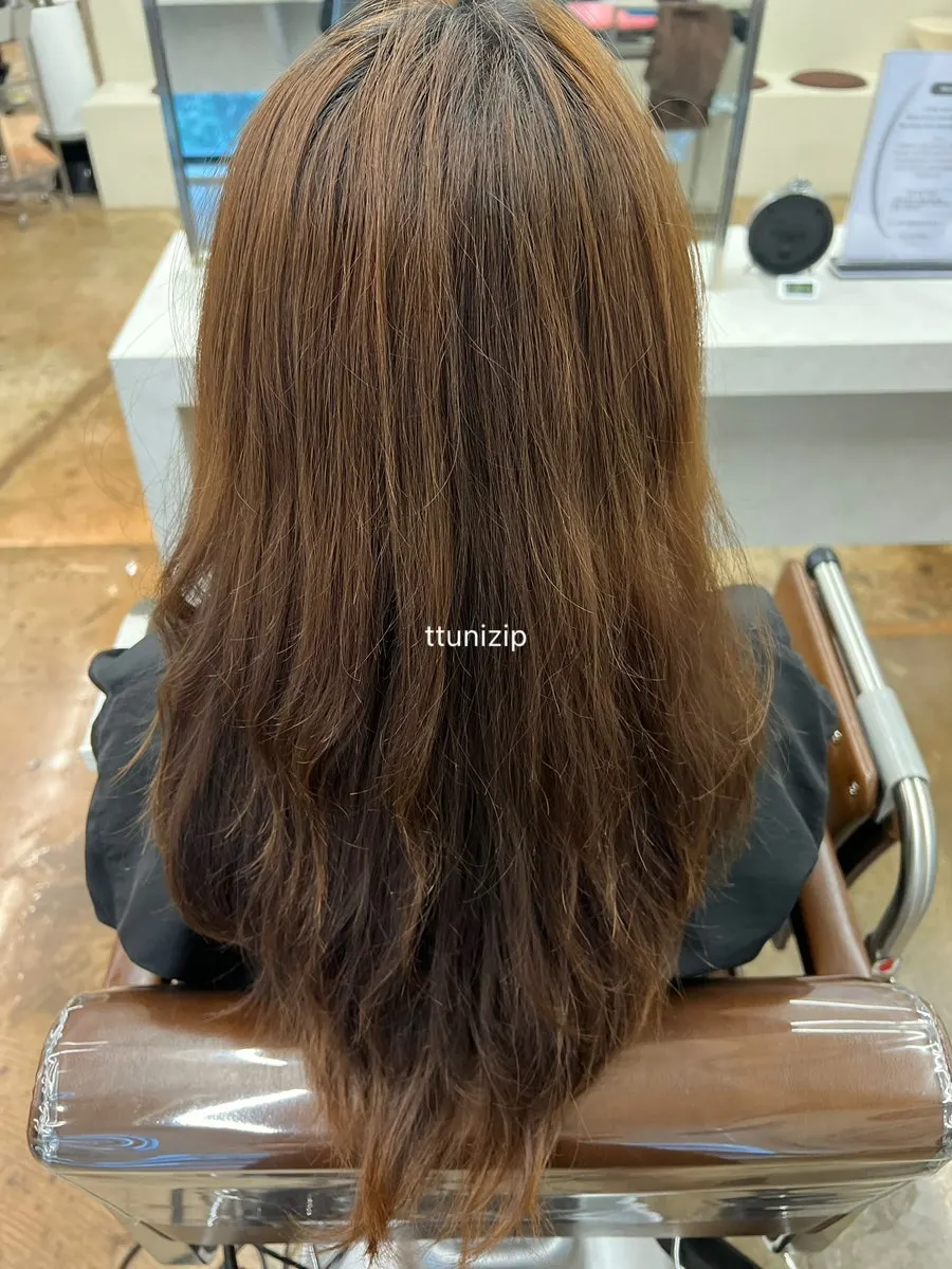Hair before treatment, faded to an orange tone