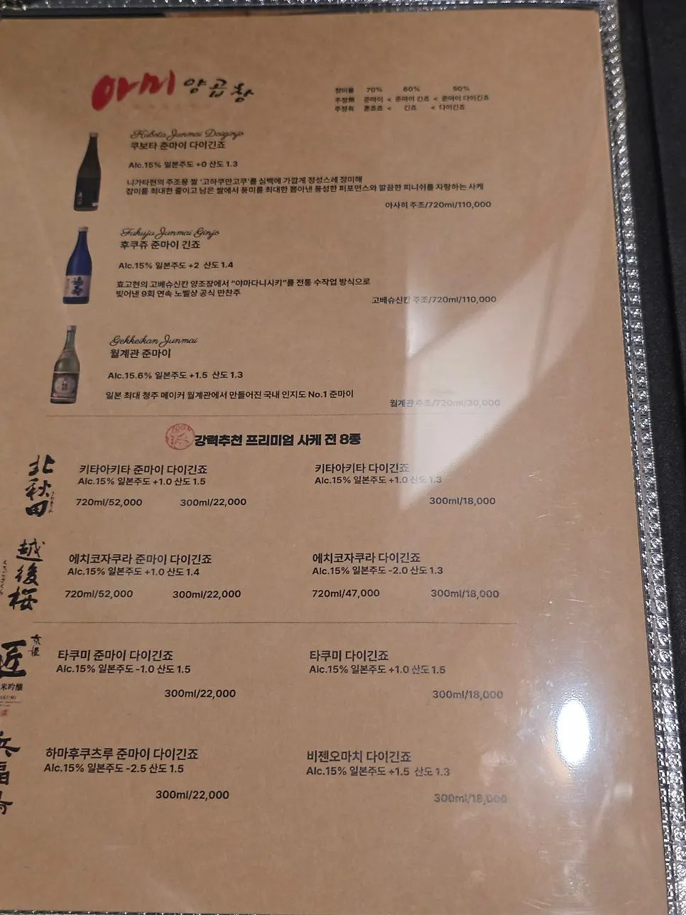 Ami Yanggopchang drinks menu