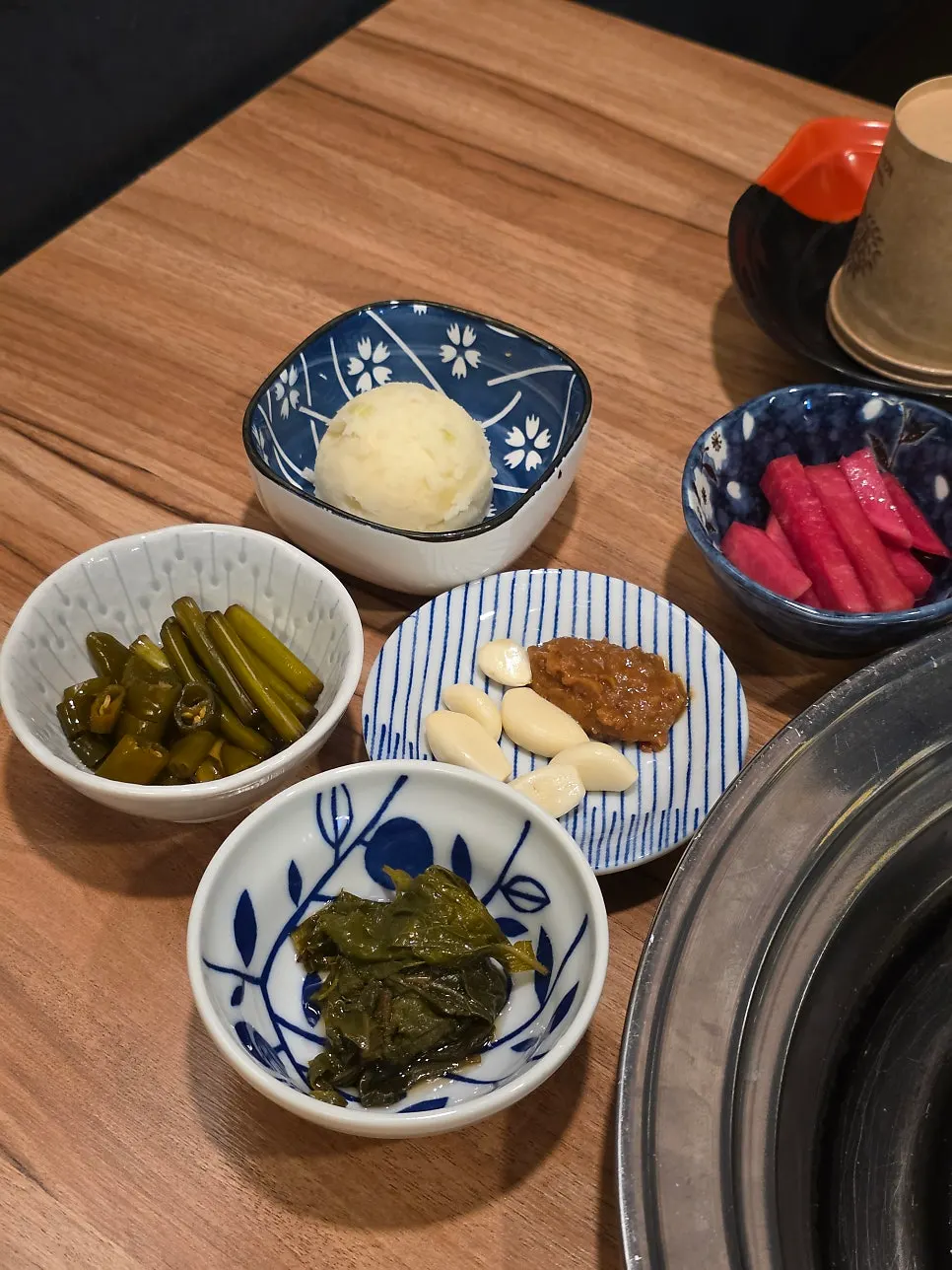 Basic side dishes of pickles and potato salad