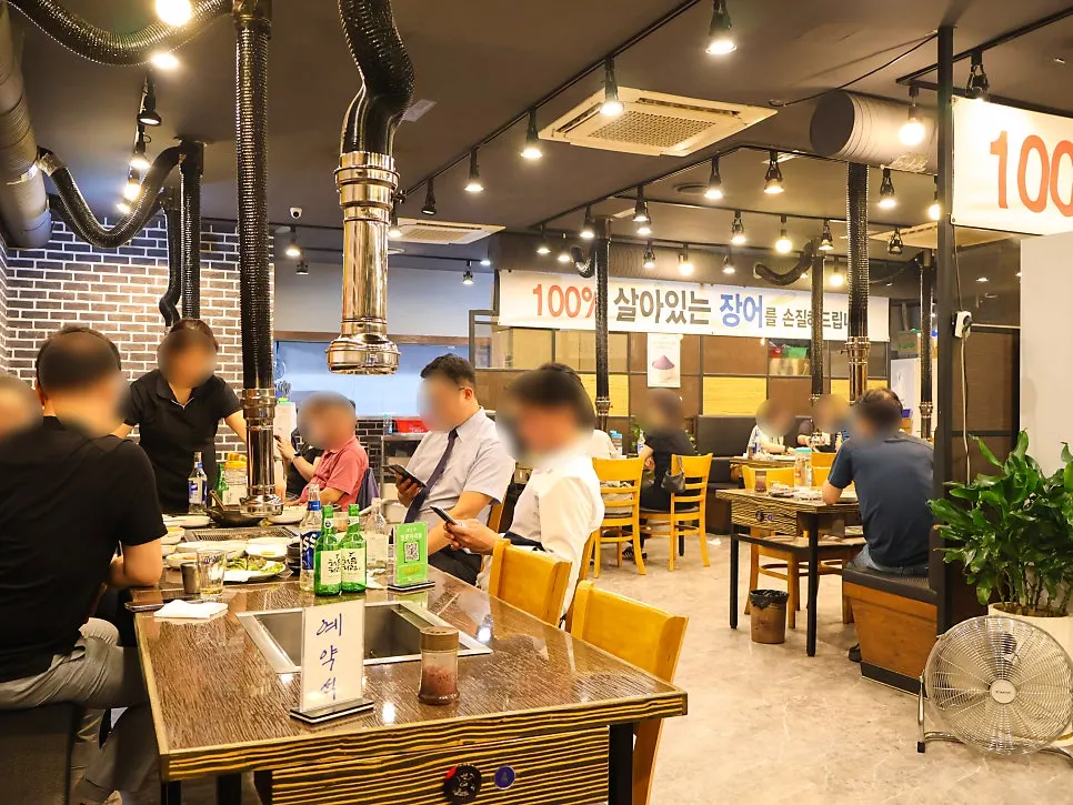 Spacious and clean interior hall of the restaurant