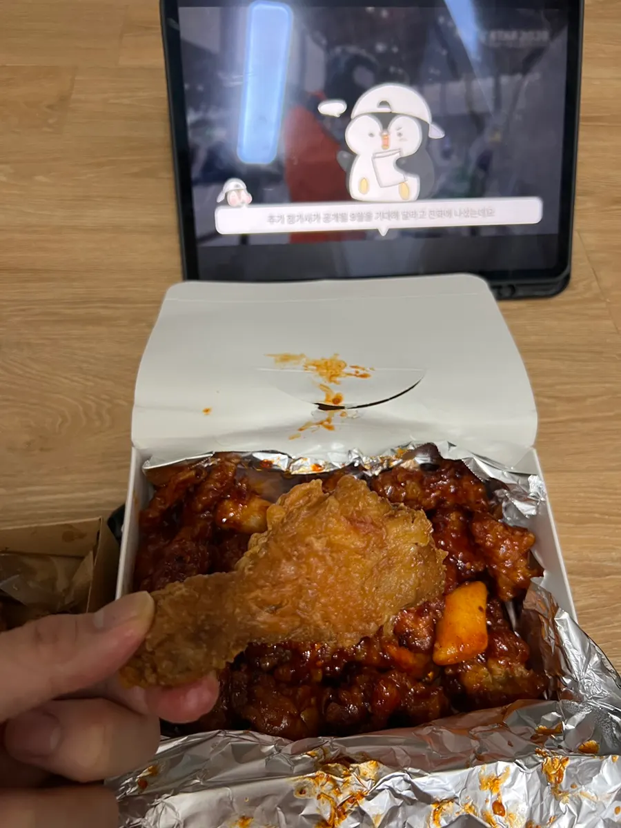 Dakgangjeong reheated in an air fryer the next day