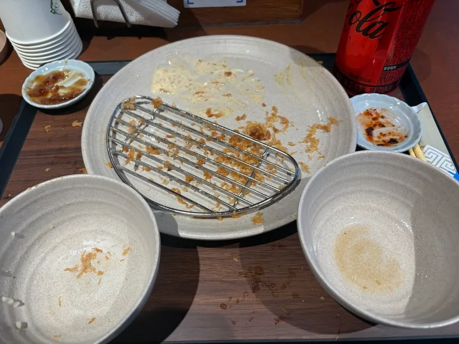 Empty rice bowl and soup bowl, fully cleared