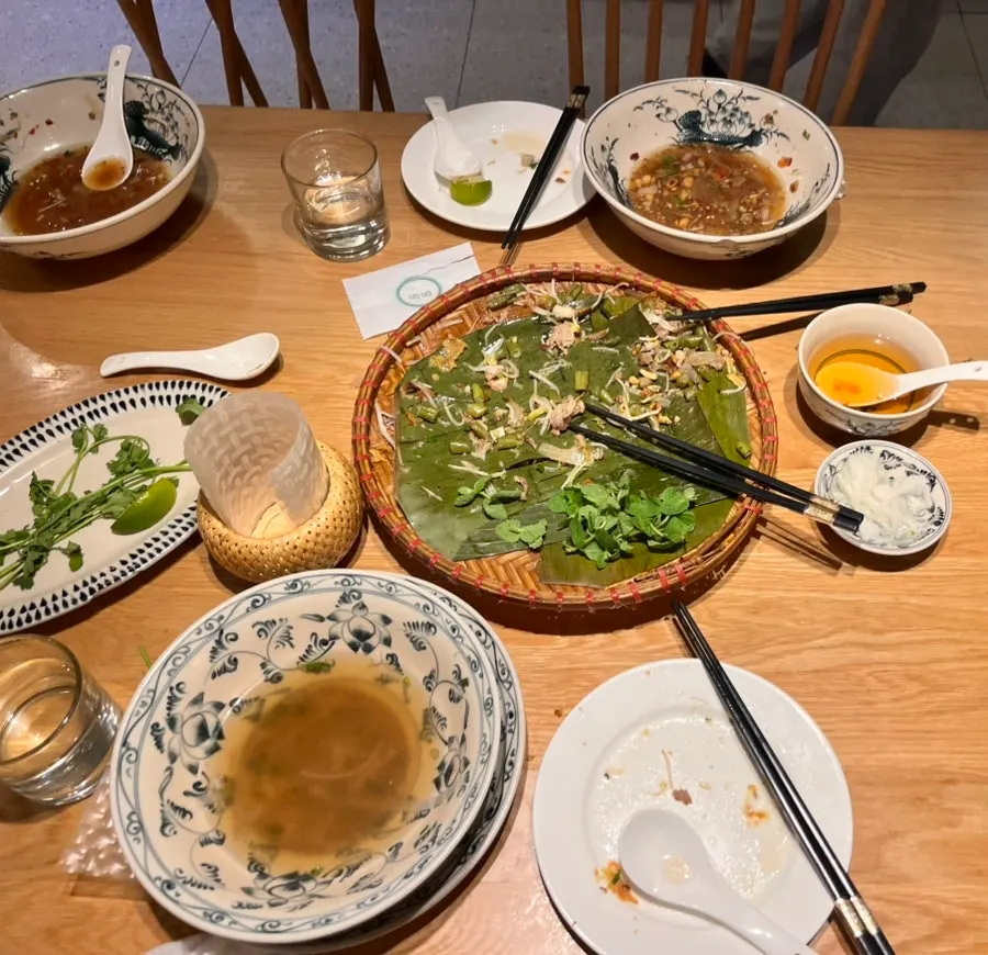 An empty table after finishing every dish