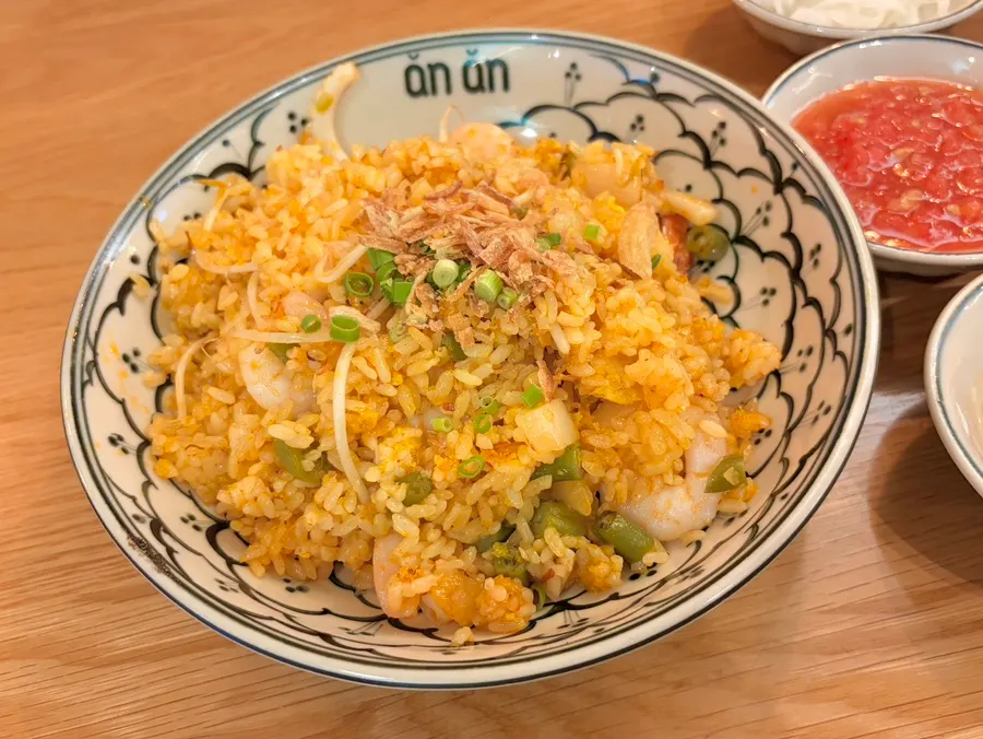 Generous portion of seafood fried rice at Anan