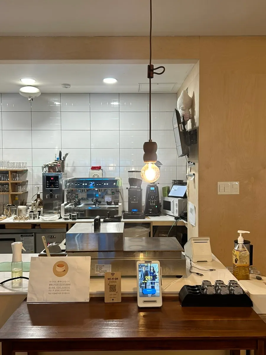 Interior of the shop with soft lighting and plants