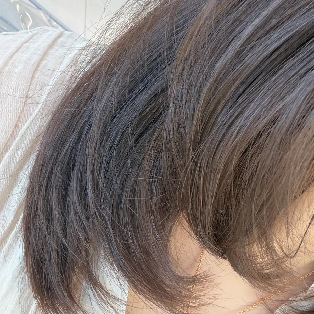 Main photo of mid-length hair finished in ash brown color