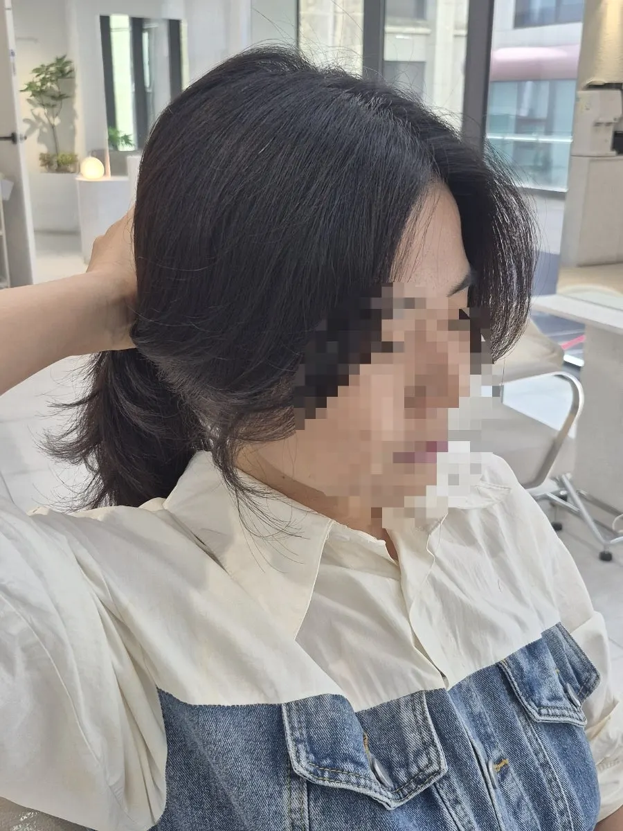 커트 후 정돈된 머리 끝부분