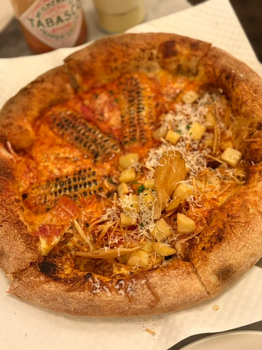 Ordered half-and-half pizza