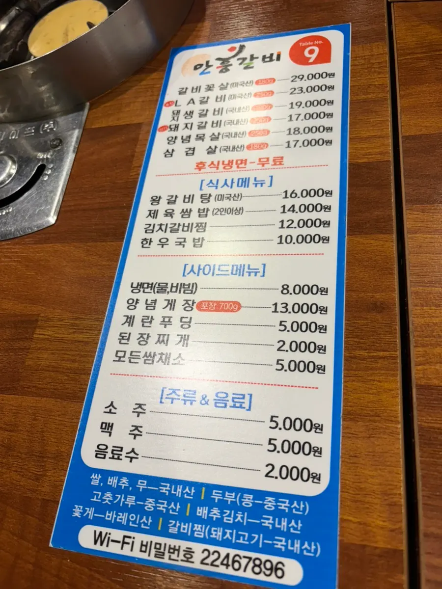 炭火の上にのせた味付け豚カルビ