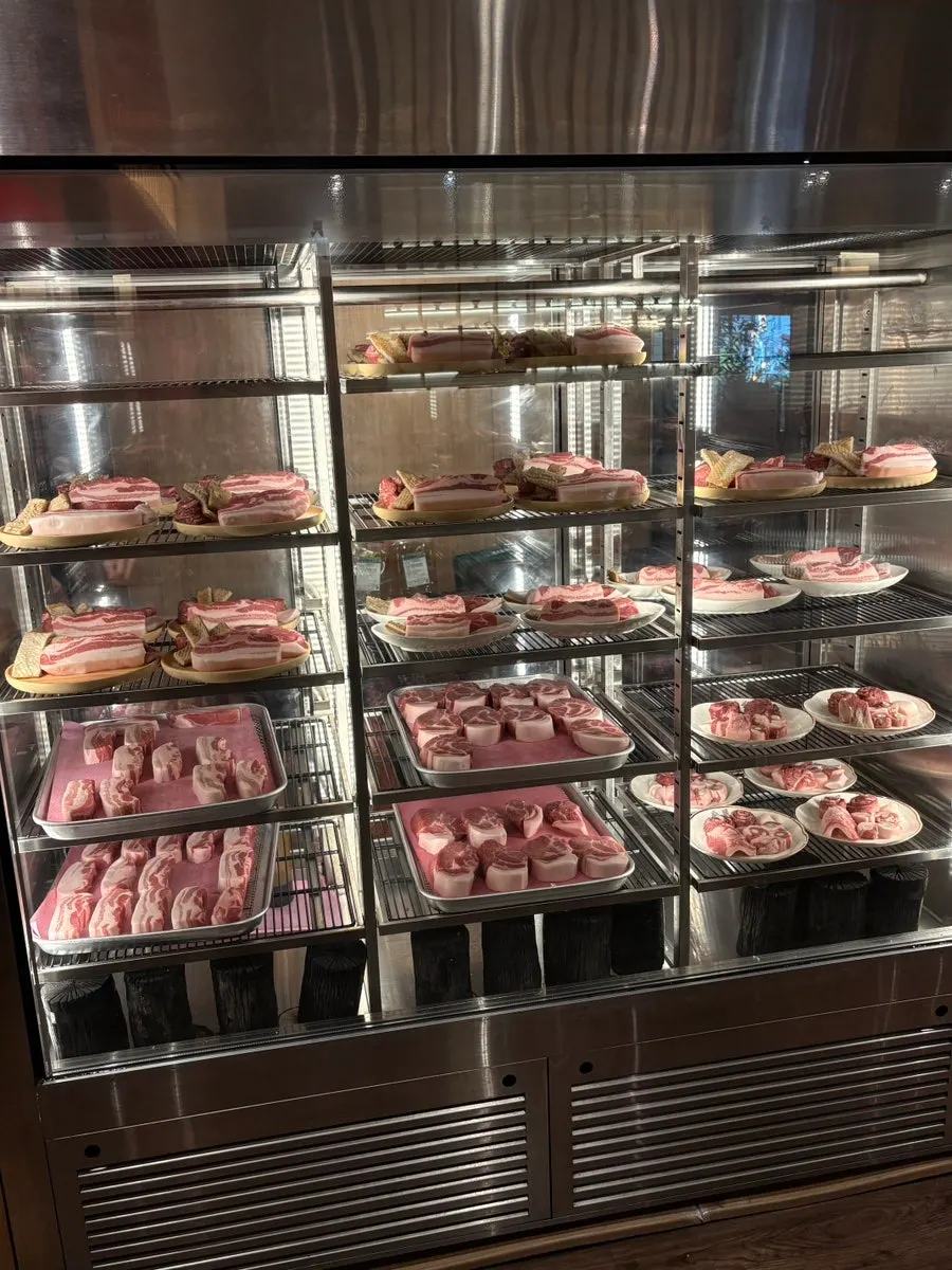 Pork display visible from the entrance