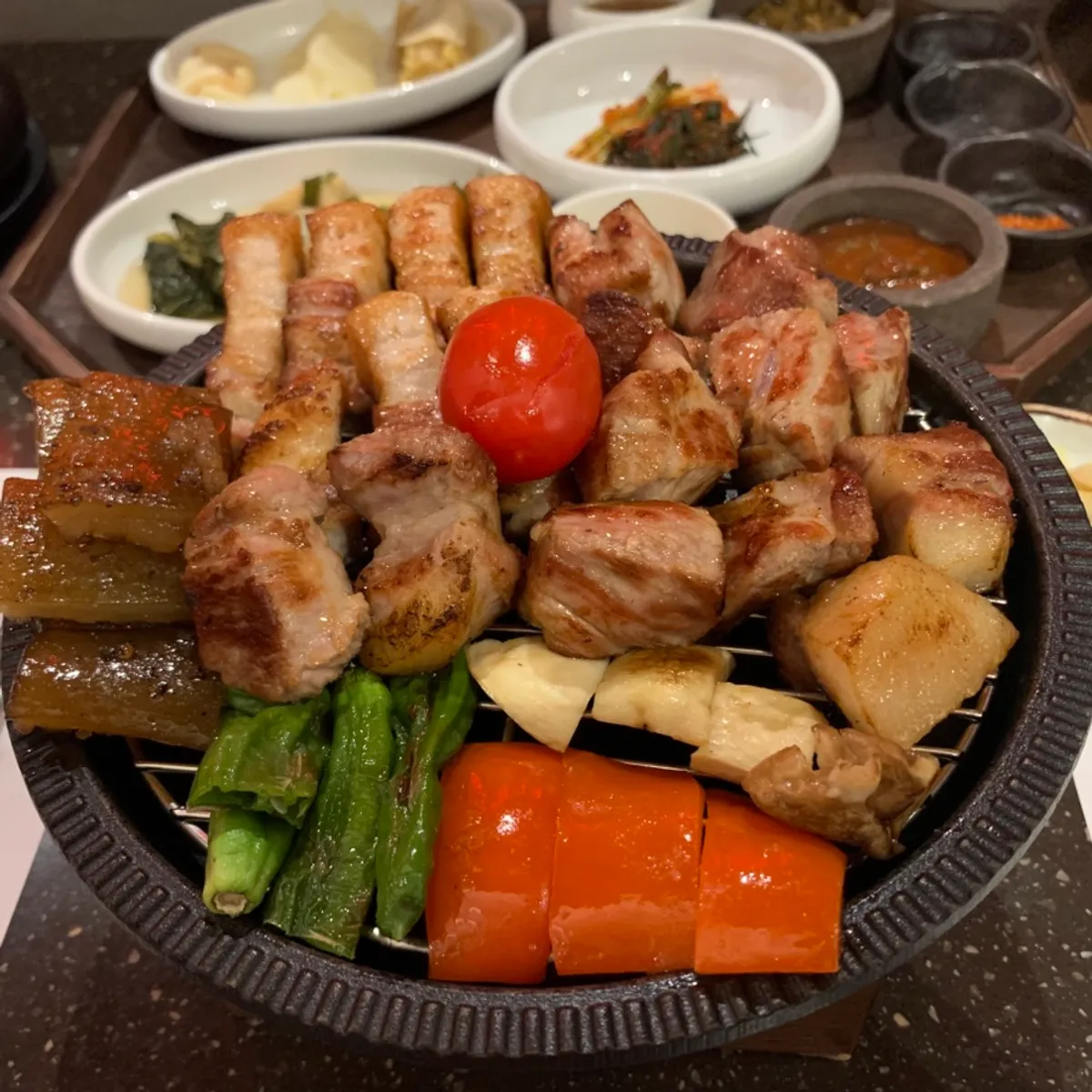 Half-pig set meat grilled and cut by staff